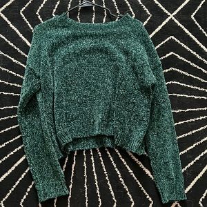 Cropped Long Sleeve Chenille Hunter Green Sweater Fashion Nova Medium